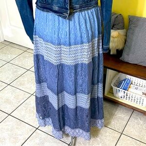 Ombré Blue Lace Maxi Skirt